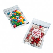 SILVER ZIP LOCK BAG WITH CHEWY FRUITS 50G